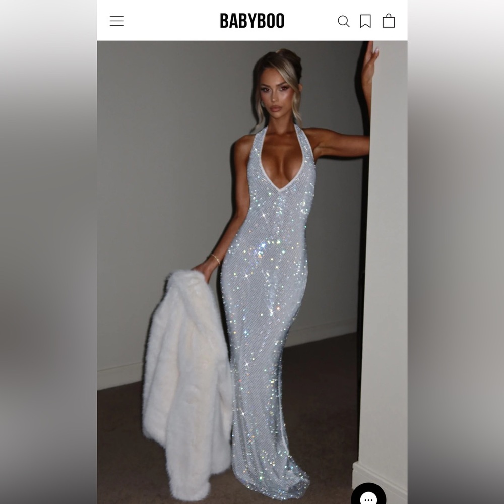 Babyboo Sparkling Silver Backless Dress